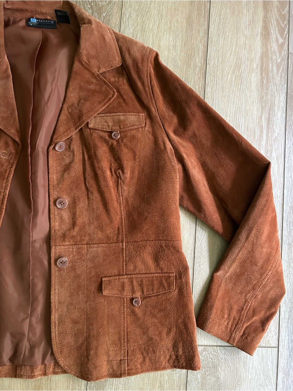 Vintage Women's Leather Suede Jacket in Rust/Brown